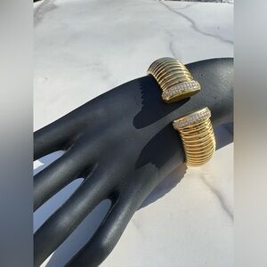 14k GP Gold and 925 Sterling Silver Women's Bangle Bracelet Boutique